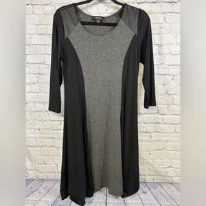 Karen Kane Gray Black Classic Casual Comfy Workwear Businesscore Midi Dress S